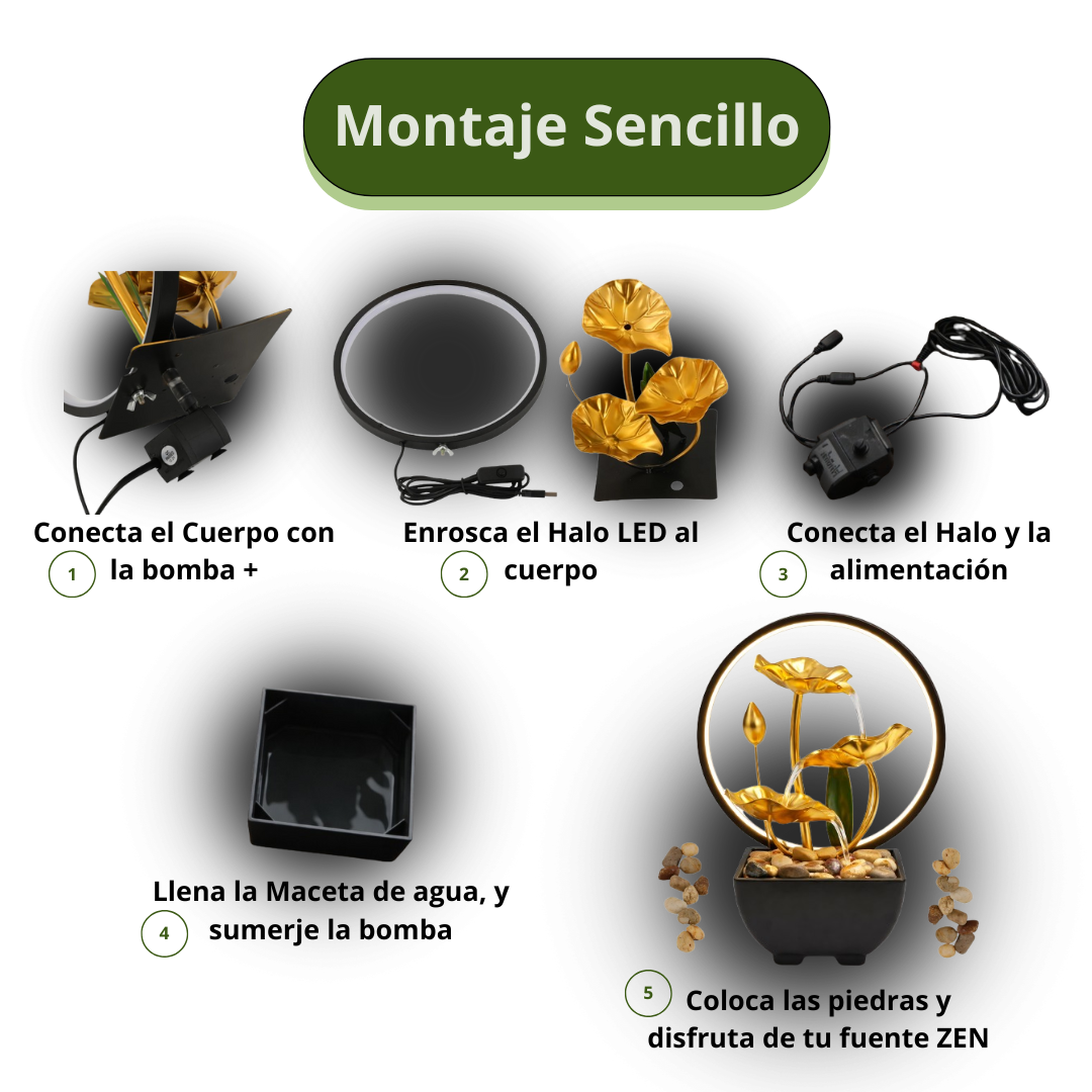 Fuente de Agua con Halo LED